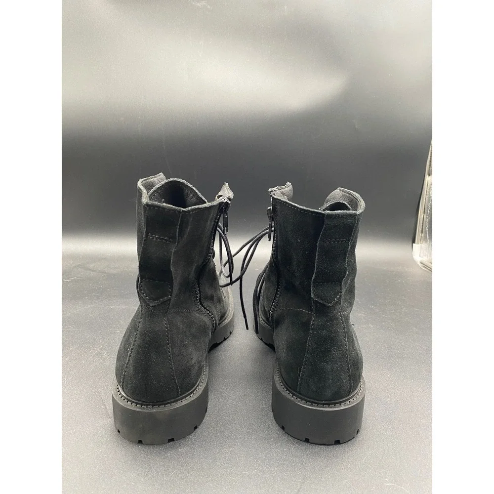 Zara Man Black Suede‎ Lace Up Side Zip Combat Boots Lug Sole Size 43 Mens 10 Zara Man Black Suede‎ Lace Up Side Zip Combat Boots Lug Sole  main image 3